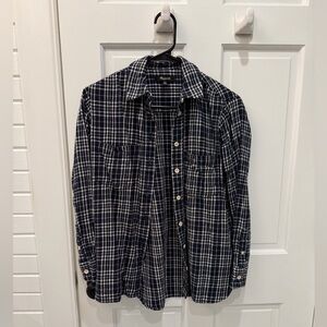 Madewell Navy and White Plaid Shirt